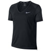 T-shirt à manches courtes femme Nike W NK DRY MILER TOP VNECK Noir